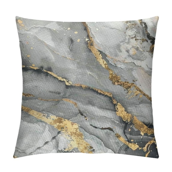 Nawypu White Marble Throw Pillow Cover Abstract Creative Marbling Gold Veins Fashion Artificial Stone Pillow Case Pillowcase for Bedroom, Living Room, Cushion Sofa Standard Size