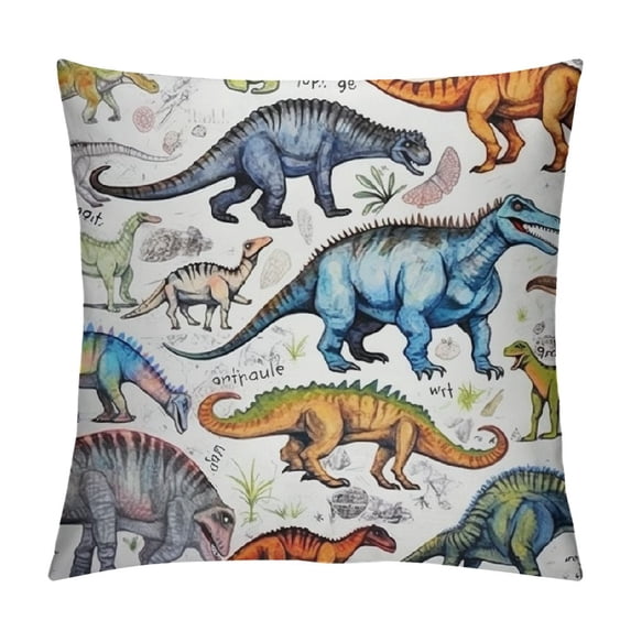 Nawypu Wild Dinosaurs Throw Pillow Covers - Fauna Dinosaur Pillow Case Tyrannosaurus Brachiosaurus Dino Pillowcase Square for Boys Room Home Decor