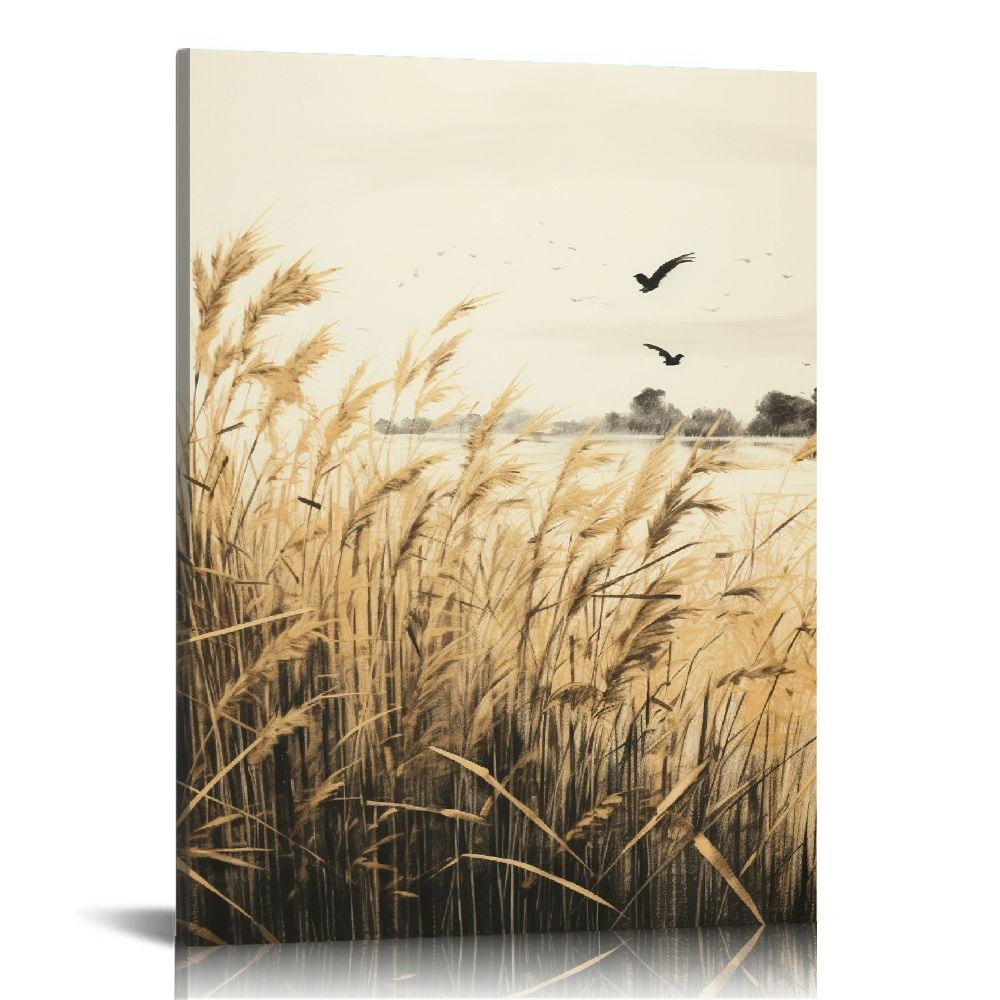 Nawypu Wildflower Wall Art Autumn Canvas Picture Butterfly Grass ...