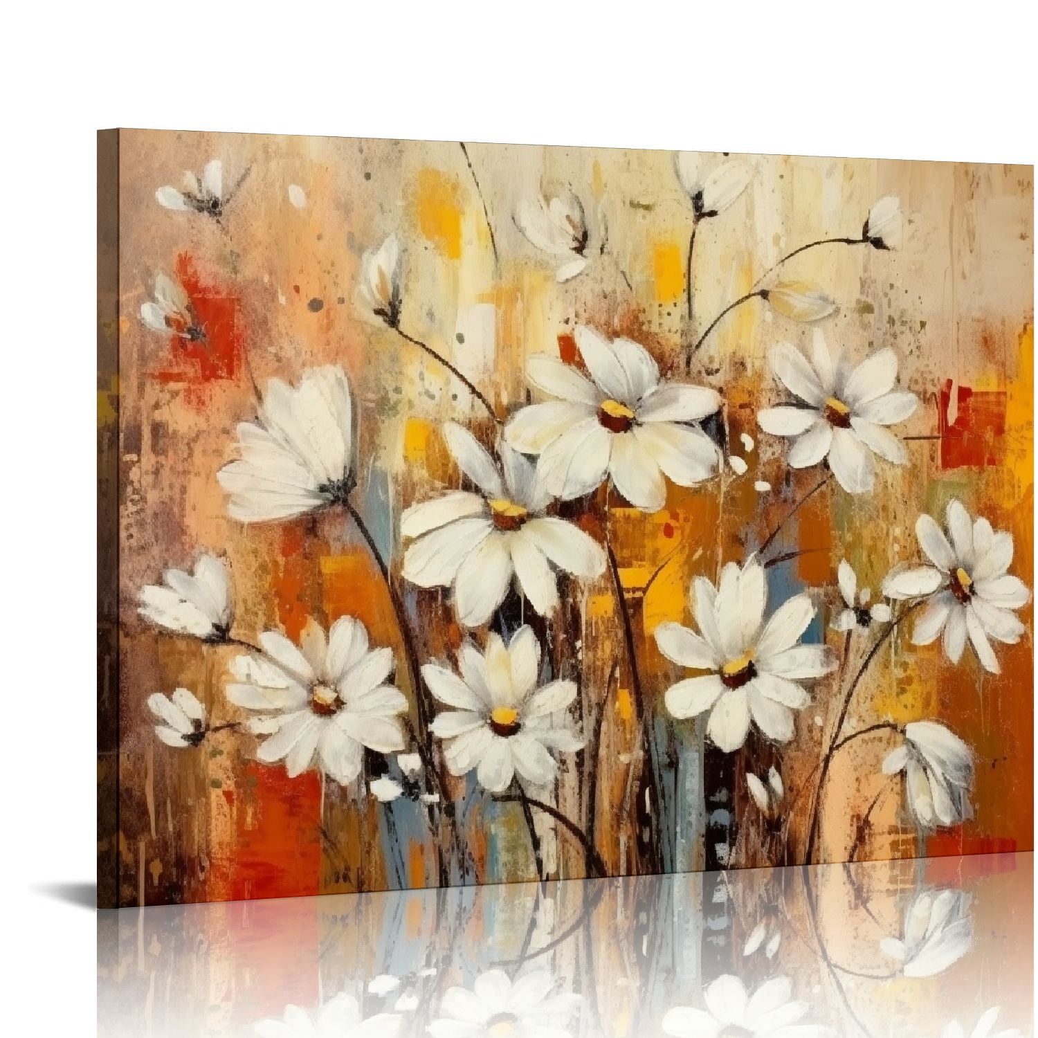 Awypu Wildflowers Canvas Wall Art White Daisy Flowers Canvas Pictures ...