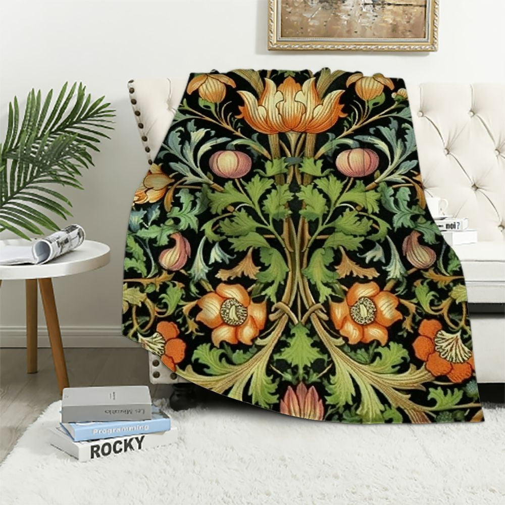 Pure Country Weavers William Morris Lodden Tole Decke XL – 82x62 Zoll, Handgewebt Aus Baumwolle, Made In USA