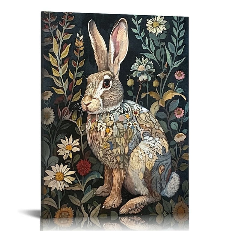 Nawypu William morris animal wall art Fox rabbit sika deer Canvas