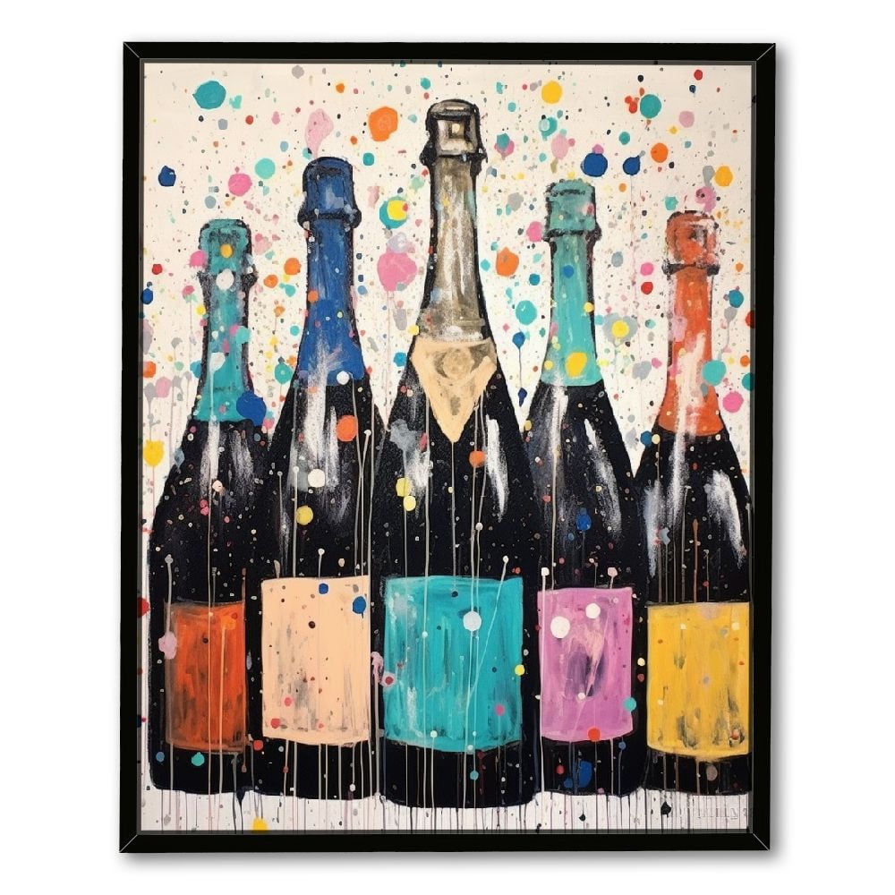 Nawypu Wine Bottle Canvas Wall Art Colorful Bottles Canvas Art Wine