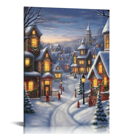 Nawypu Winter Canvas Wall Art - New Year's Eve Town Art Poster - Christmas Prints - for Home Wall Art Deco Gift HD Print Art Christmas Aesthetic Wall Decor