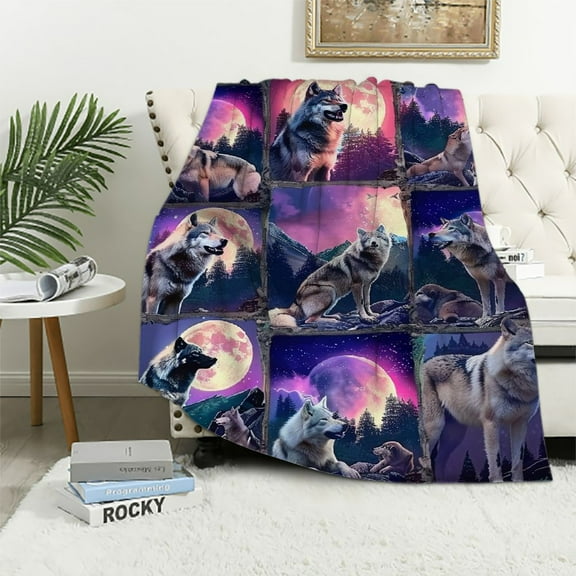 Nawypu Wolf Blanket,Wolf Gifts for Men Throw Blanket, Wolf Gifts for Women Girls,Wolf Gifts for Wolf Lovers,Soft Warm Cozy Wolf Blanket for Office Home Bedroom Sofa Couch Decor