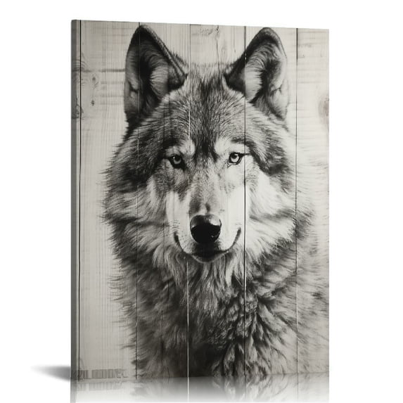 Nawypu Wolf Couple Canvas Wall Art Rustic Wildlife Animal Picture Paintings Black and White Wolves Prints Artwork for Living Room Bedroom Bathroom Home Decor Ready to Hang