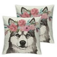 thumbnail image 1 of Nawypu Wolf Decorative Throw Pillow Case Pack of 2, Pattern of Floral Head Portrait of Dog Tribal Arrow Elements Image, Cushion Cover for Couch Living Room Car,Multicolor, 1 of 6