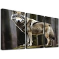 thumbnail image 1 of Nawypu Wolf Framed Wall Art Decor: Modern Wild Animal Wooden Painting Rustic Wolf Natural Landscape Picture Wildlife Artwork Small Size for Bedroom Kitchen 12''x16''X3 Panels, 1 of 4