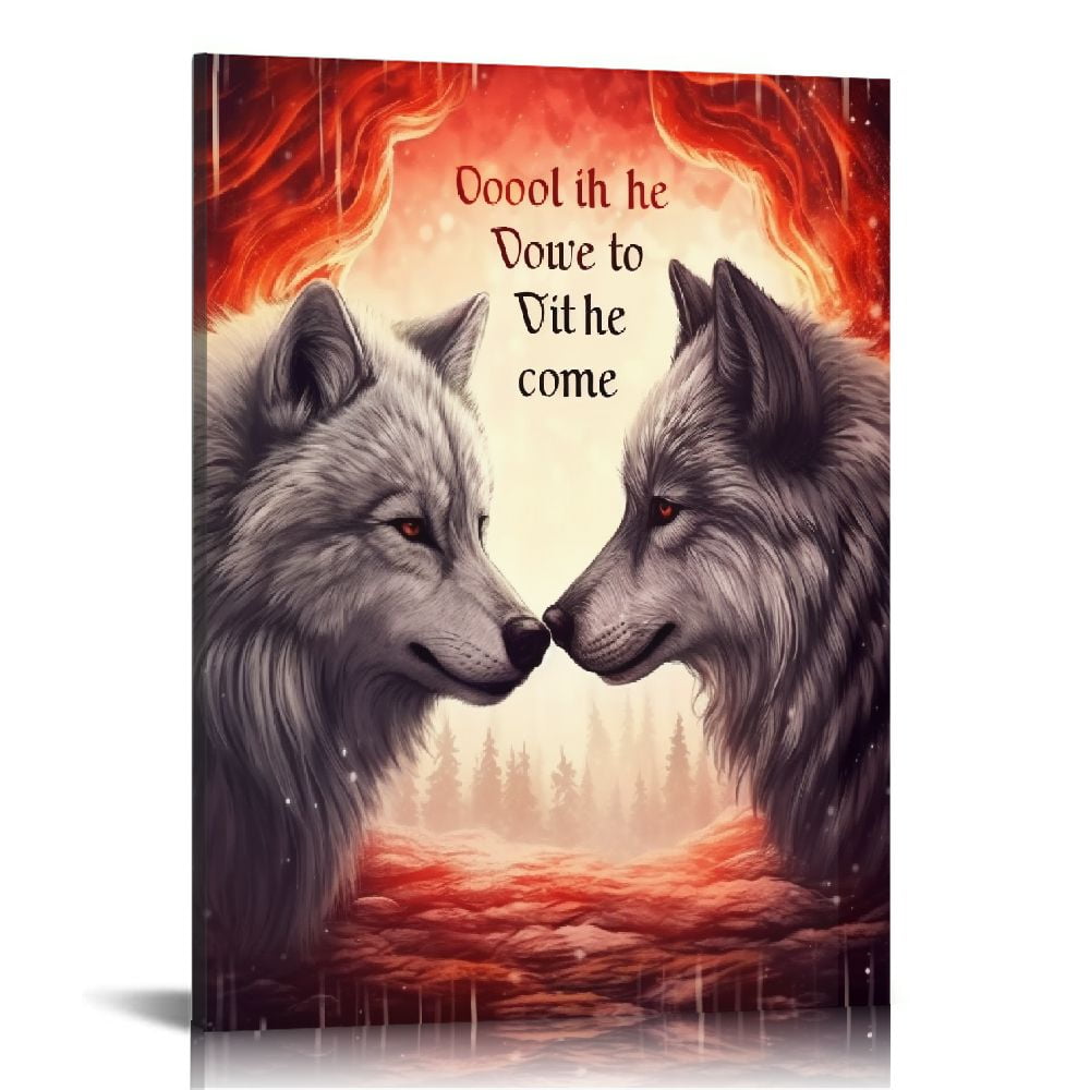Nawypu Wolf Wall Art Canvas Framed Wolf Pictures Wall Decor Canvas