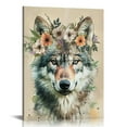 thumbnail image 1 of Nawypu Wolf Wall Art Decor Vintage Jungle Animal Canvas Print Picture Rustic Wolf With a Wreath Wall Decoration Water Color Animals Poster Artwork for Kid's Room Nursery Decor, 1 of 5