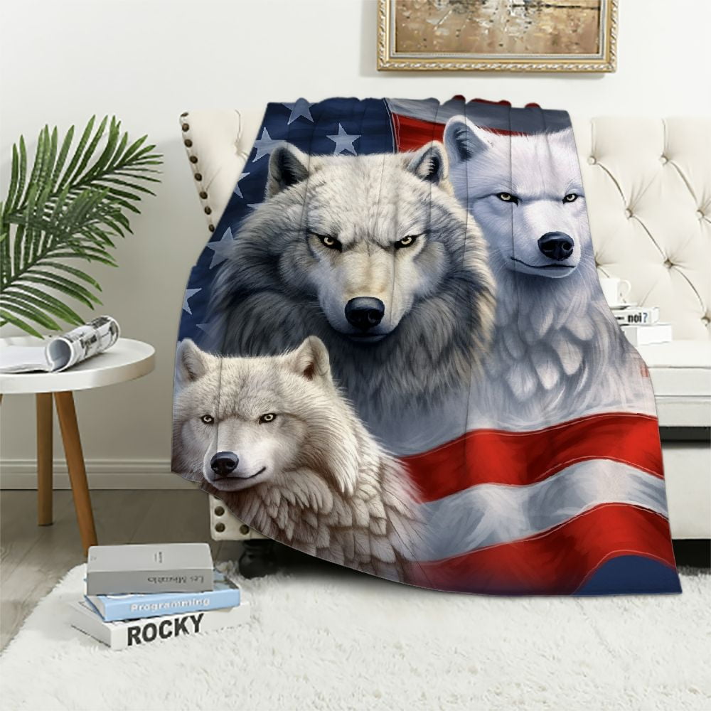 Nawypu Wolves and Eagles Blanket for Bed,Eagle Throw Blanket for Men