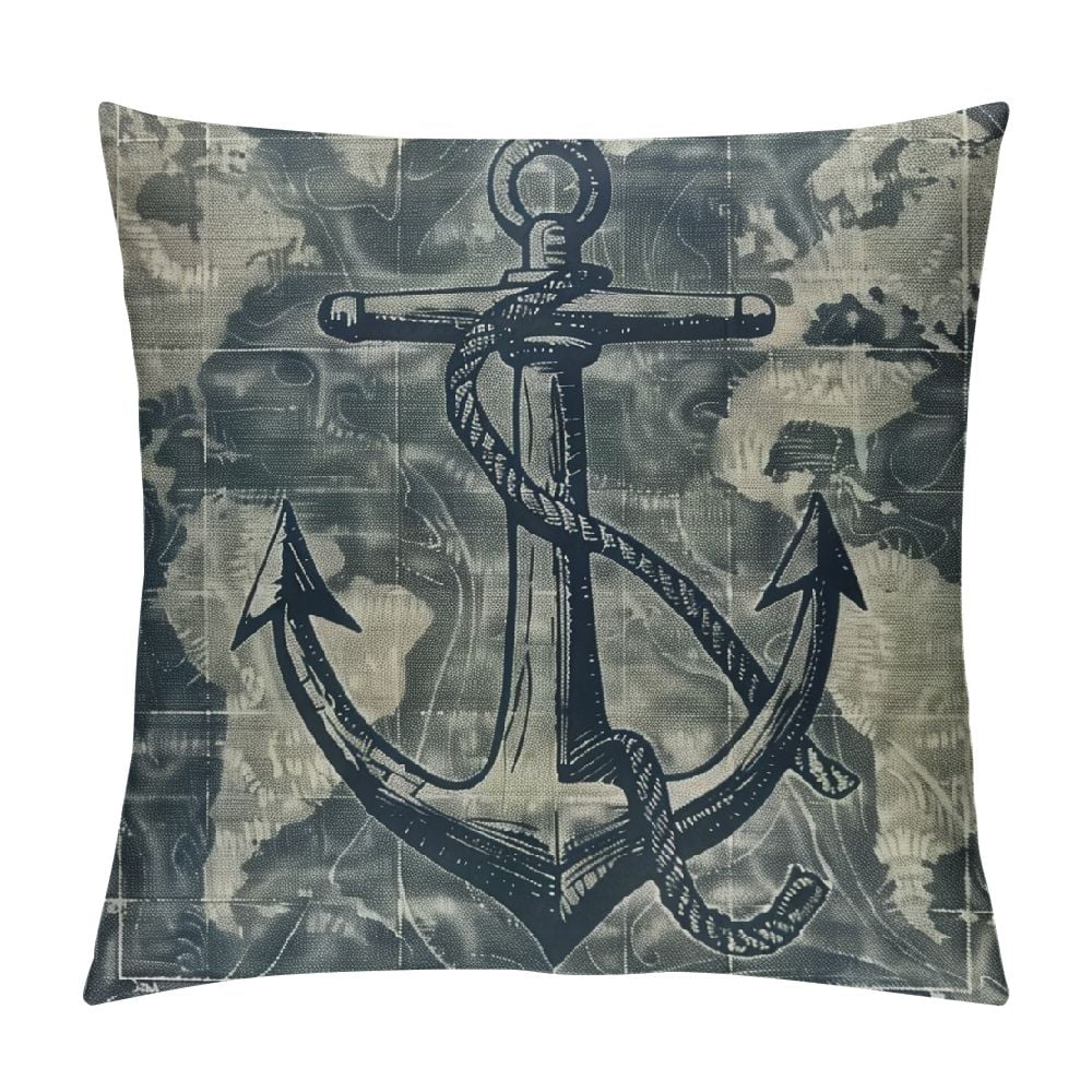 Awypu YUESHARE Navy Blue Coastal Nautical Anchor Ship Wheel Compass