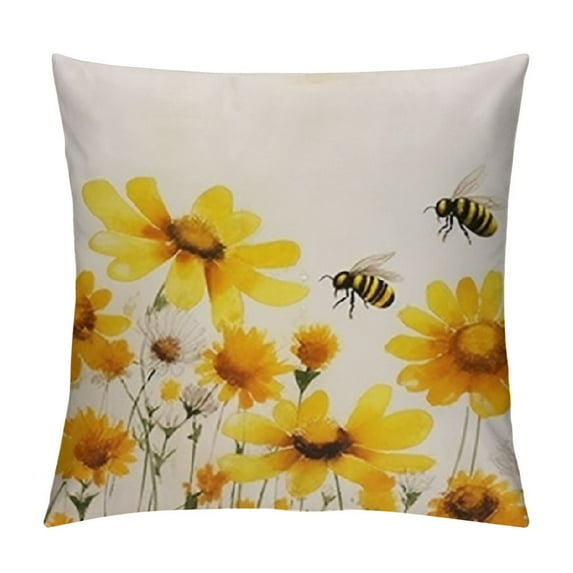 Nawypu Yellow Cosmos Flowers Throw Pillow Covers Spring Flowers Pillowcases for Couch Watercolor Flowers Art Print Pillow Covers Lumbar Pillows Cushion Cover