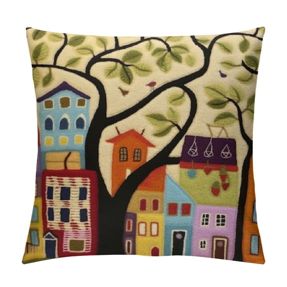 Nawypu Yellow Tree of Life Pillow Cover | Karla Gerard Floral Pillows | Floral Couch Cushion | Kids Room Pillowcase | Gold Plant Toss Pillows