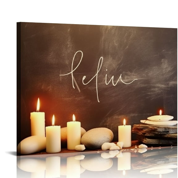 Nawypu  Zen Bathroom Canvas Wall Art Spiritual Pictures Wall Decor Candles and Stones Spa Relax Art Meditation&nbsp;Room Decoration Prints for Yoga Contemplation Bedroom Living Room
