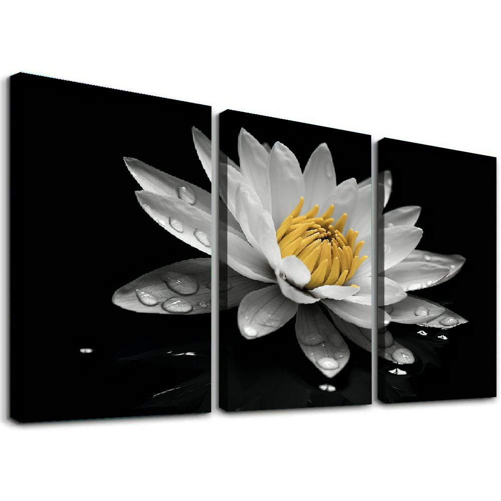 Nawypu Zen Canvas Wall Art Lotus Flower Canvas Painting Black and White ...