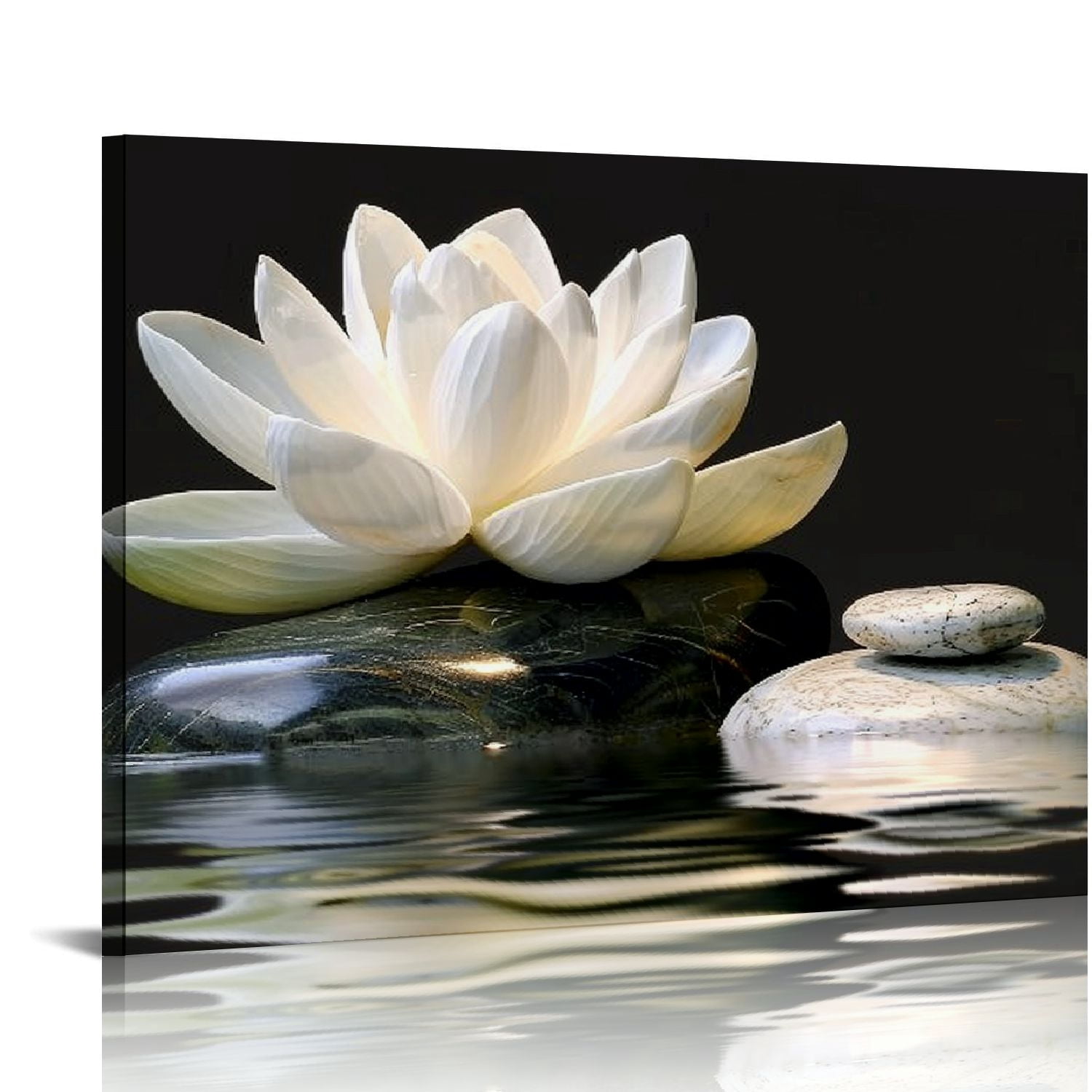Nawypu Zen Canvas Wall Art White Lotus Bloom in Water Picture Flowers ...