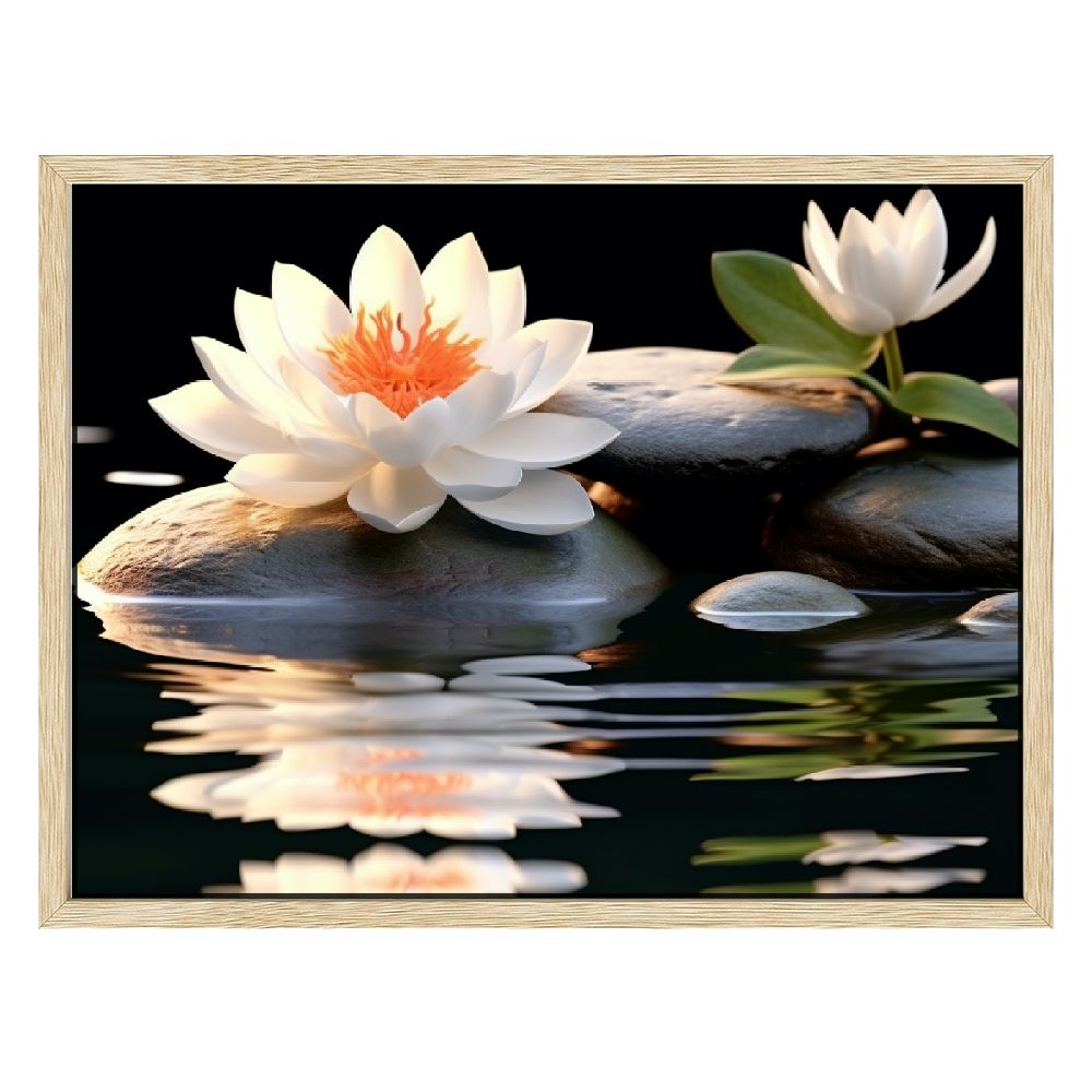 Nawypu Zen Canvas Wall Art White Lotus Bloom in Water Picture Flowers ...