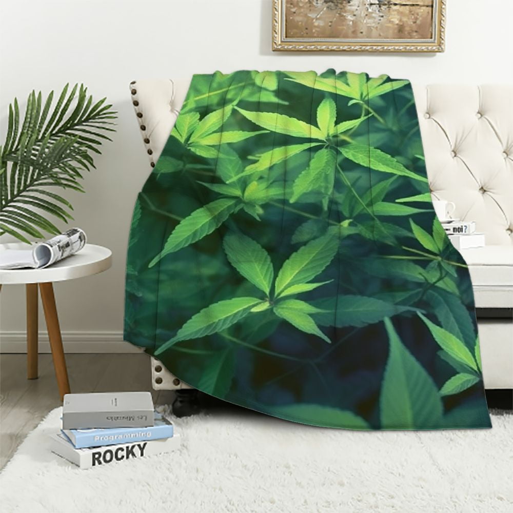Nawypu amp; Flannel Throw Blanket Green Weed Cannabis Marijuana Plants