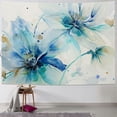 thumbnail image 1 of Nawypu blue floral tapestry elegant daisy flower plants watercolors spring modern trendy white room needs wall decor for bedroom home college classroom dorm party accessories tapestry, 1 of 6