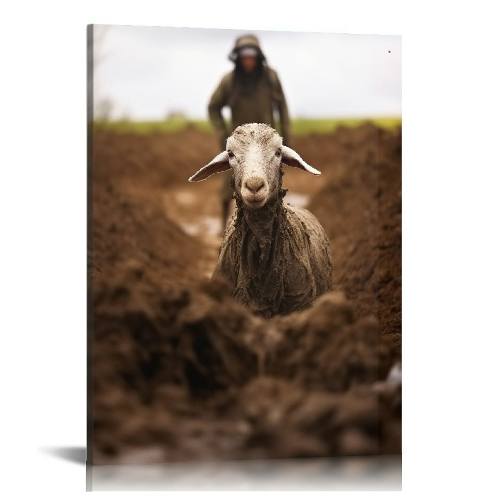 Nawypu christian wall art,Jesus and Lamb Canvas Wall Art Jesus Running ...