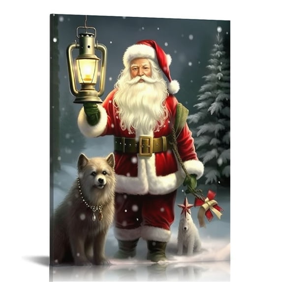 Nawypu christmas canvas wall art,Santa Claus Poster,santa pictures Maximalist Winter Room Art Decor, Wall Pictures Prints Home Decor for Bedroom Living Room