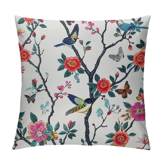 Awypu Tropical Japanese Flowers Throw Pillow Case Hummingbird Butterfly Spring Summer Floral Pillow Covers Decorative Pillow Cover " King Size Single Side Print