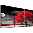 thumbnail image 1 of Nawypu  wall art for living room Simple Life red moon tree scenery Abstract painting office Wall Art Decor 12''x16''X3 Panels Pieces Canvas Prints Ready to Hang for Home Decoration, 1 of 4