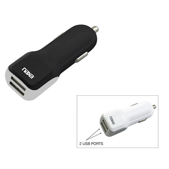 Naxa  10W 2.1A Dual USB Car Charger, Black
