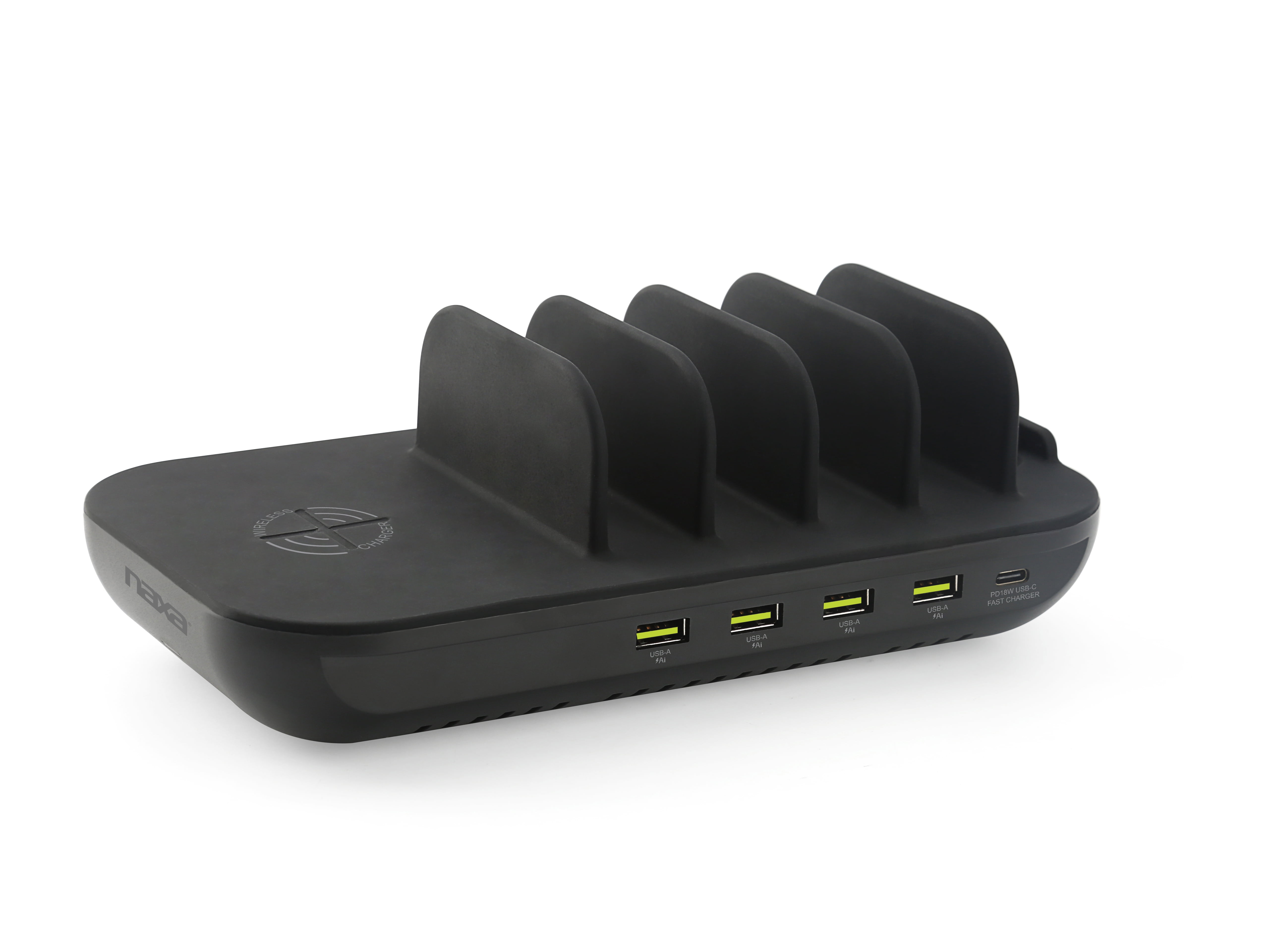 Naxa Electronics NAP-5002 6-in-1 Wireless Charging Station with Qi 10W ...