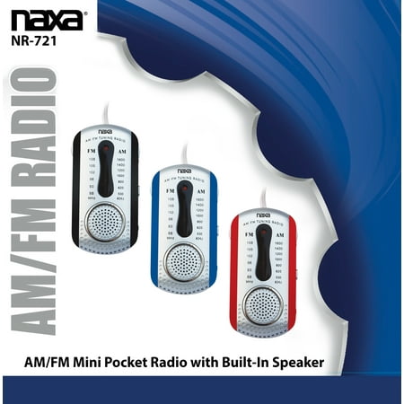 Naxa Electronics NR-721 AM/FM Mini Pocket Radio with Built-In Speaker, Blue