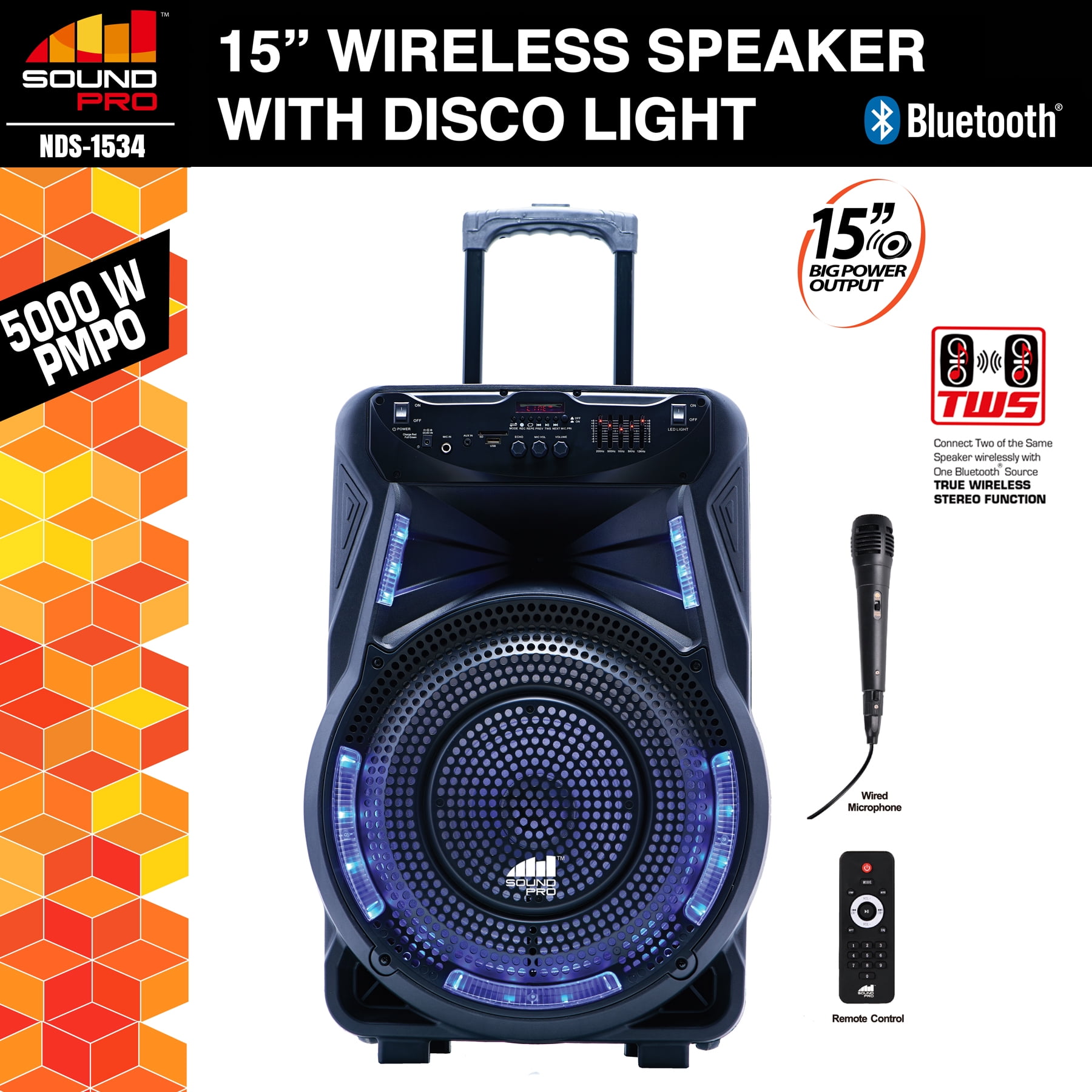 Naxa Electronics Portable Bluetooth Party Speaker with Disco Light