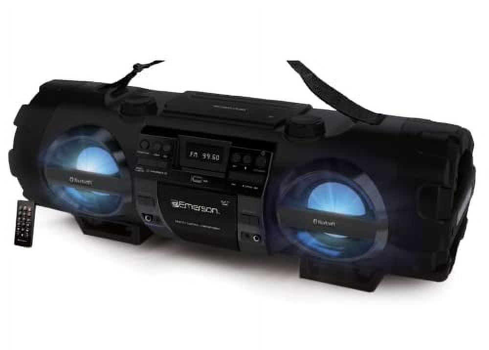 NAXA Emerson EPB-3001 Dual Subwoofer Bluetooth Boombox, Black