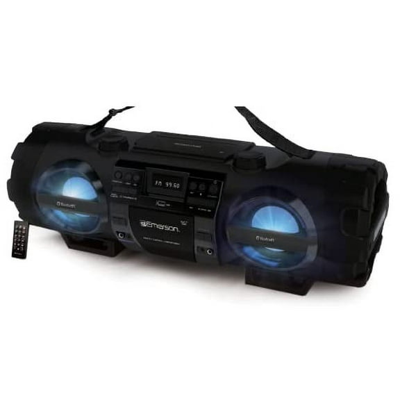 Emerson EPB-3001 Dual Subwoofer Bluetooth Boombox, Black