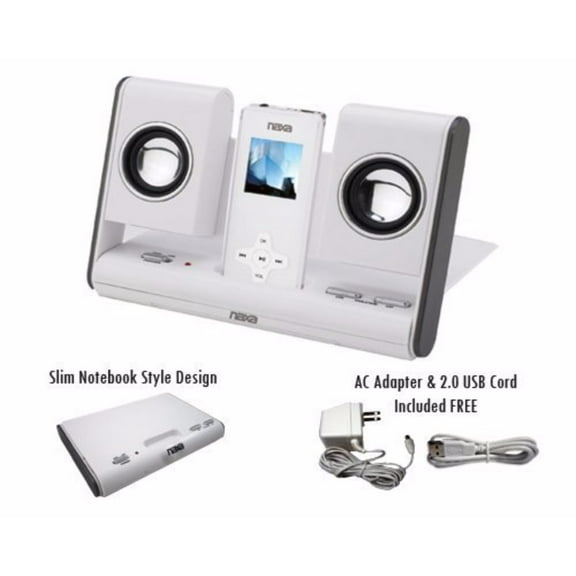 Naxa NX-3002 Portable Foldable Speaker System WHITE