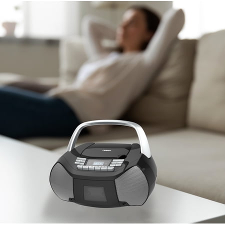 Naxa Electronics NPB-268 Portable CD/Cassette Boombox (Silver/Black)