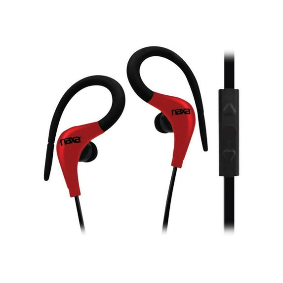 Naxa SPIRIT Performance Sport NE-935 - Earphones with mic - in-ear - over-the-ear mount - wired - 3.5 mm jack - red