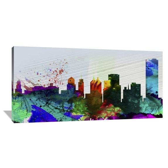 Naxart Studio Buffalo City Skyline Stretched Canvas Wall Art 24 x 48