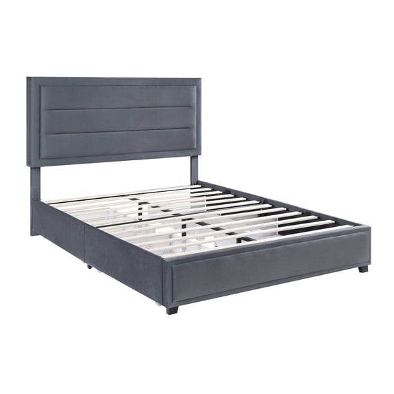 Naxime 4-Drawer Fabric Platform Bed, Full, Gray