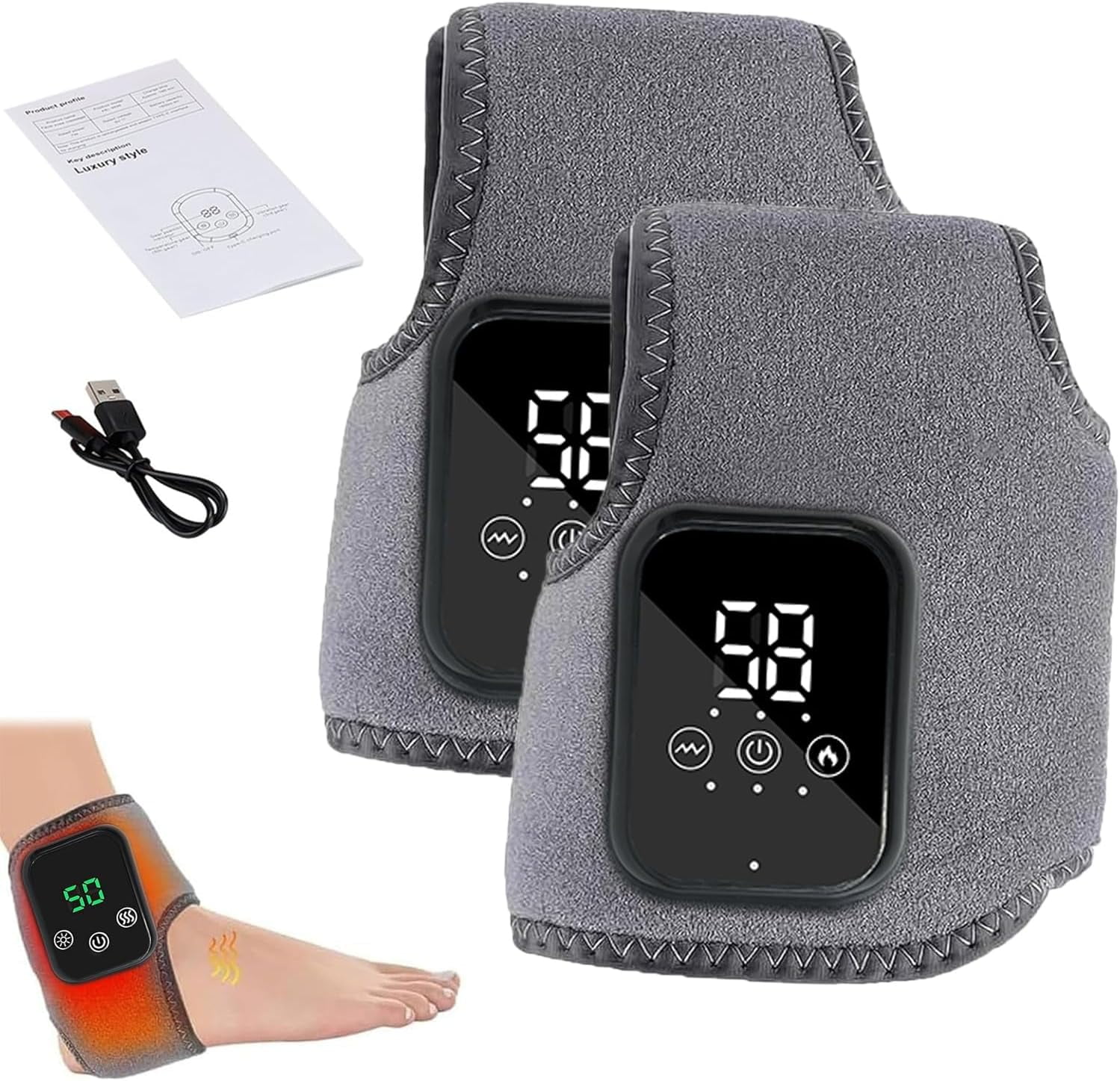 Naxir Foot Revive Massager - Portable Triple Method Ankle Wrap with Heat, 3 Vibration Modes, Lightweight Foot Pain Relief for Home, Office & Travel