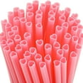 thumbnail image 1 of Naxoaeo 50 Pcs Heart Shaped Pink Straws Disposable Plastic Cute Straw Individually Wrapped Valentines Day Cocktail Birthday Party Bridal Shower Wedding Supplies party decorations, 1 of 7