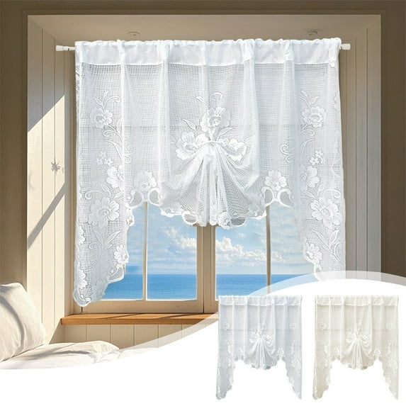 Naxoaeo 59x39 Inch Voile Curtain, Light Filtering Sheer Drapes for Window, Kitchen Partition, Door, Easy No Drill Install, Gauze Curtain for Living Room Bedroom, Home Decor, Gift