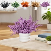 Naxoaeo Artificial Eucalyptus Plant, Small Faux Plant in White Pot, No Maintenance Realistic Fake Plant for Indoor Home Office Living Room Decor, Simulation Greenery Tabletop Decoration, Gift