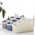 thumbnail image 1 of Naxoaeo Bathroom Caddy Cleaning Basket, 4 Compartment Plastic Storage Organizer for Cotton Swabs Pads Floss Makeup Brushes Pens, Desk Counter Tidy, 1 of 7