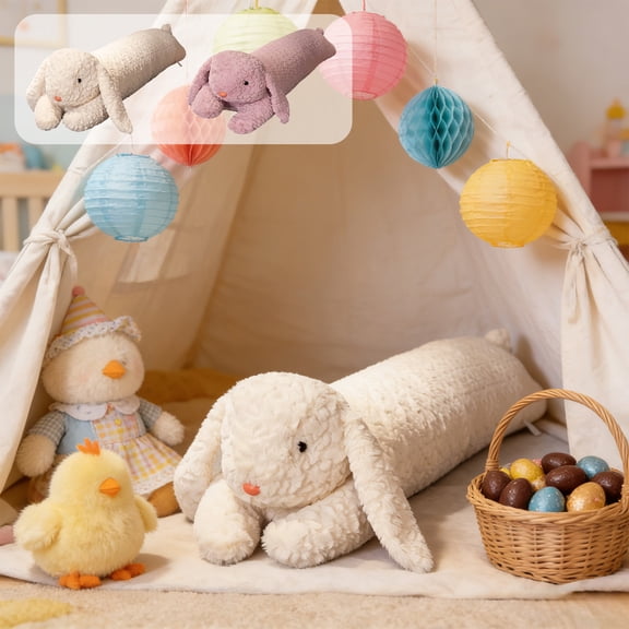 Naxoaeo Bunny Shaped Throw Pillow, Decorative Pillow for Couch, Sofa, Bed, 31.5 Inch Large Plush Rabbit Pillow, Lumbar Support Cushion, Home Decor, Gift for Women, Girls