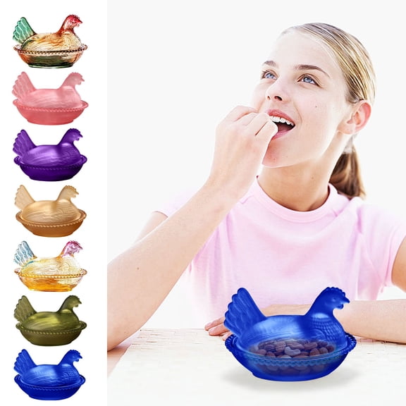 Naxoaeo Chicken Candy Dish with Lid, Ceramic Farmhouse Candy Bowl, Decorative Airtight Kitchen Counter Jar for Candy, Snacks, Nuts, Fruit Platter, Rustic Country Home Decor, Gift for Housewarming