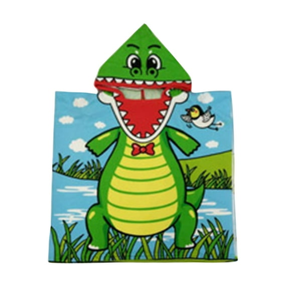 Naxoaeo 100% Cotton Swim Poncho Towel, Beach Towel with Hood for 3-10 Years Boys and Girls Hooded Towels Bath Robe for Kids with Drawstring Bag