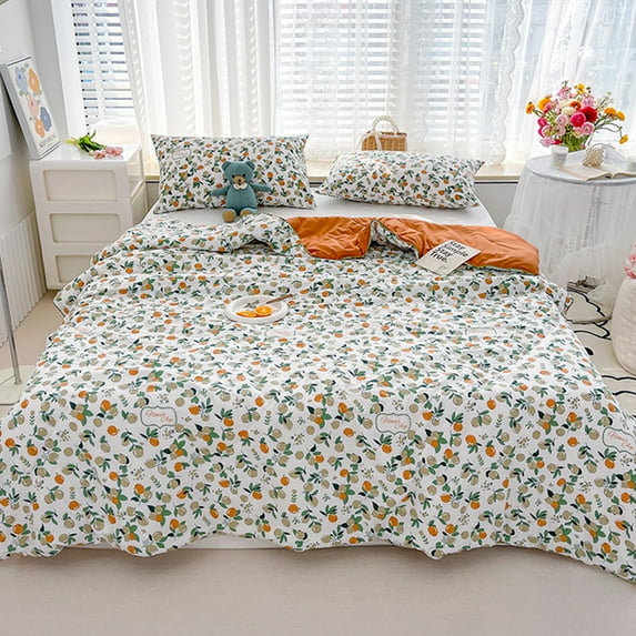 Naxoaeo Clearance 2 Layers Cotton Muslin Queen Bed Blanket, Super Soft Breathable thermal Yarn Dyed Quilt for Adults, Perfect Lightweight Blanket for Couch Sofa Bed All Seasons