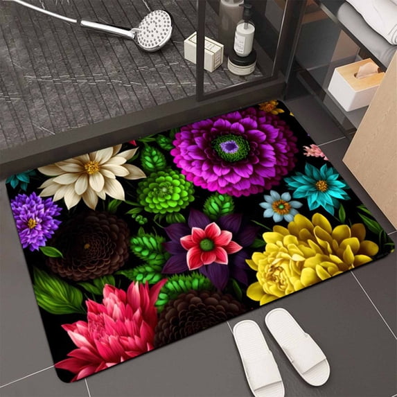 Naxoaeo Clearance Colorful Boho Floral Kitchen Rugs Mats for Floor Bohemian Vintage Flower Kitchen Rug Anti Fatigue Non Slip Cushioned Comfort Standing Mat