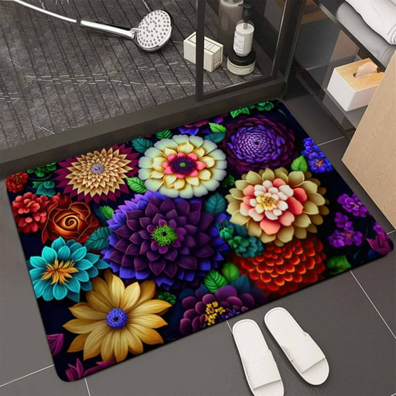 Naxoaeo Clearance Colorful Boho Floral Kitchen Rugs Mats for Floor Bohemian Vintage Flower Kitchen Rug Anti Fatigue Non Slip Cushioned Comfort Standing Mat